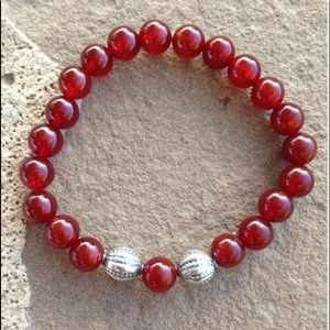 Carnelian Natural Gemstone Stretch Beaded Bracelet